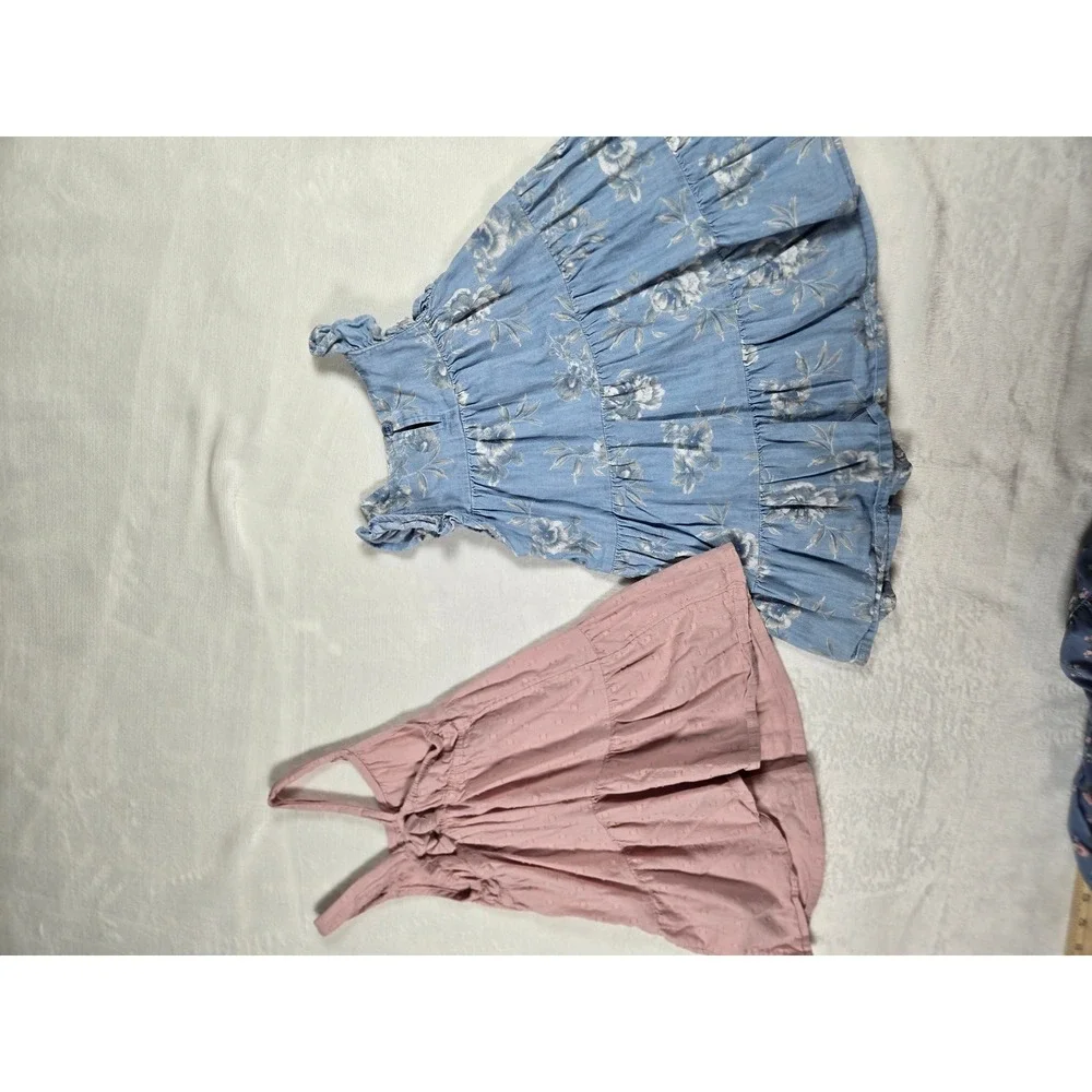 Old Navy‎ Toddler Girl 2T Tiered Dress Bundle Blue Floral & Pink Swiss Dot 2pk